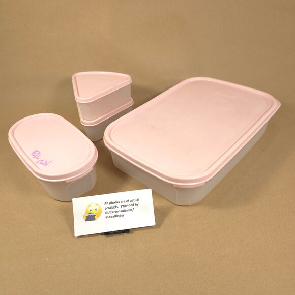 Tupperware Modular Mates Bundle #1608-8 1/2c #1611 2c #1799 Pie Mates Pink - Picture 1 of 11